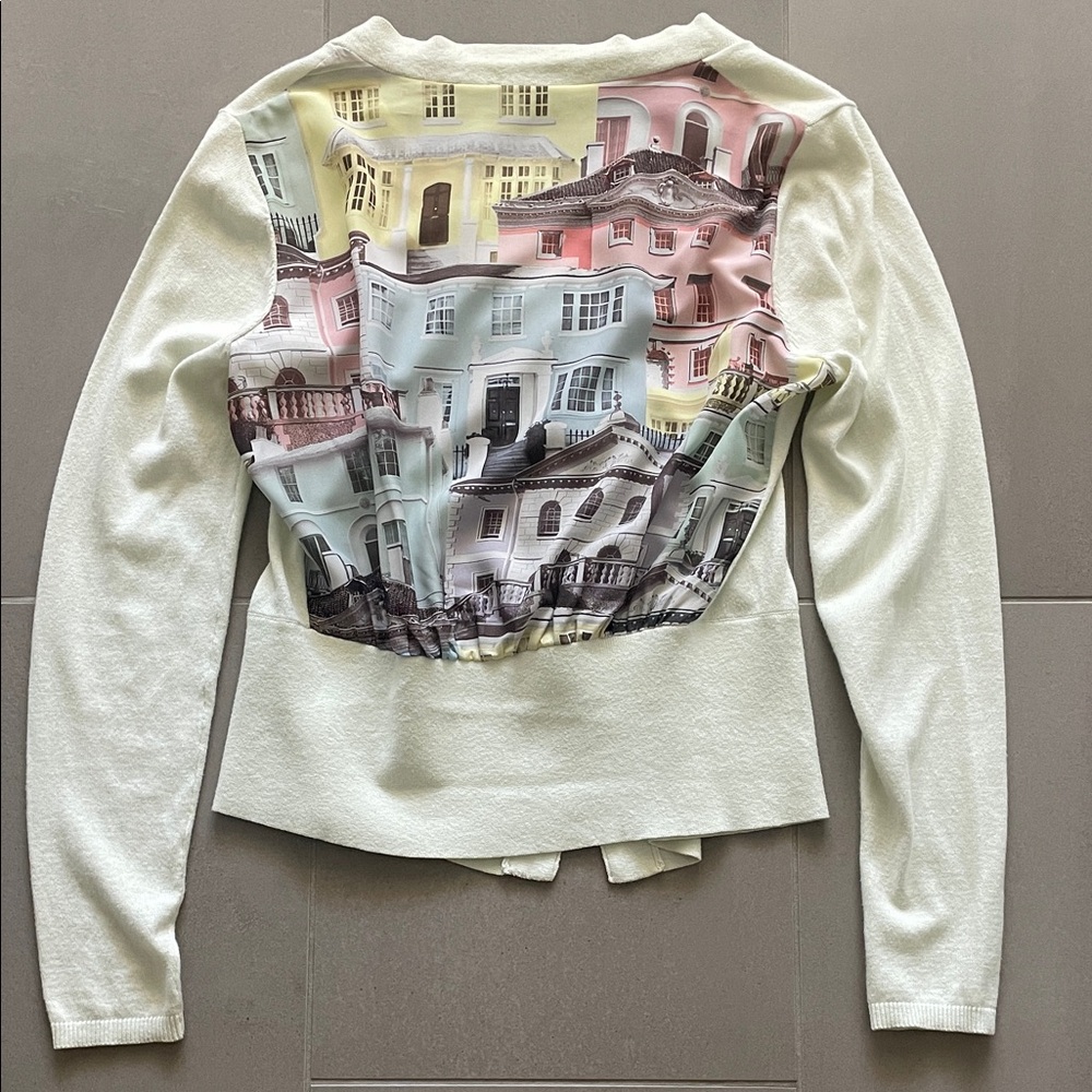 Ted Baker Cream Long-Sleeve Jacket with Pastel Architectural Back - Picture 1 of 15